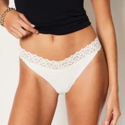 Tanga V-shape En Microfibre Et Dentelle -Magasin De Lingerie Etam 652435301 6
