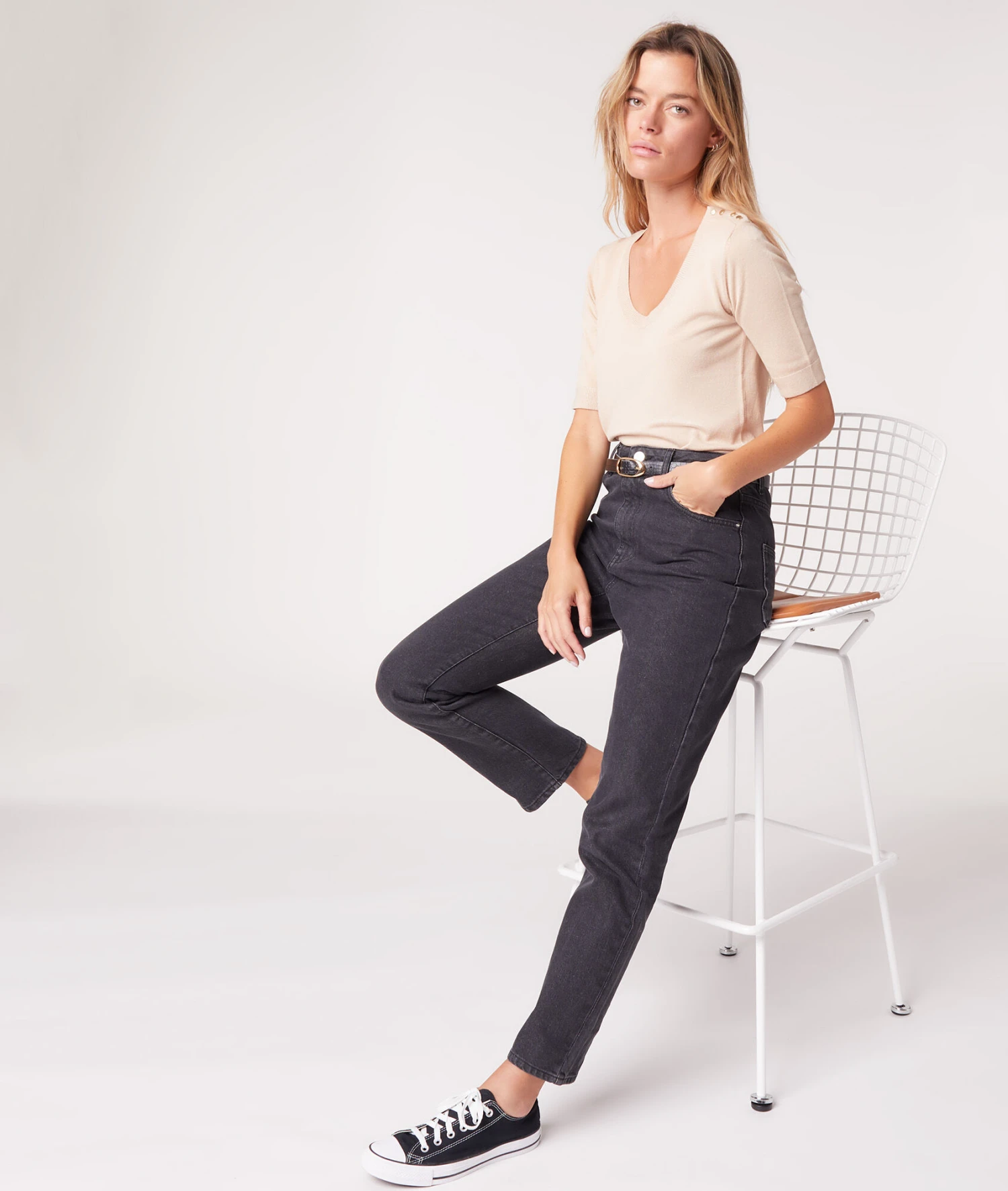 T-shirt Col Rond En Fines Mailles 3 T-shirt Col Rond En Fines Mailles – Image 3