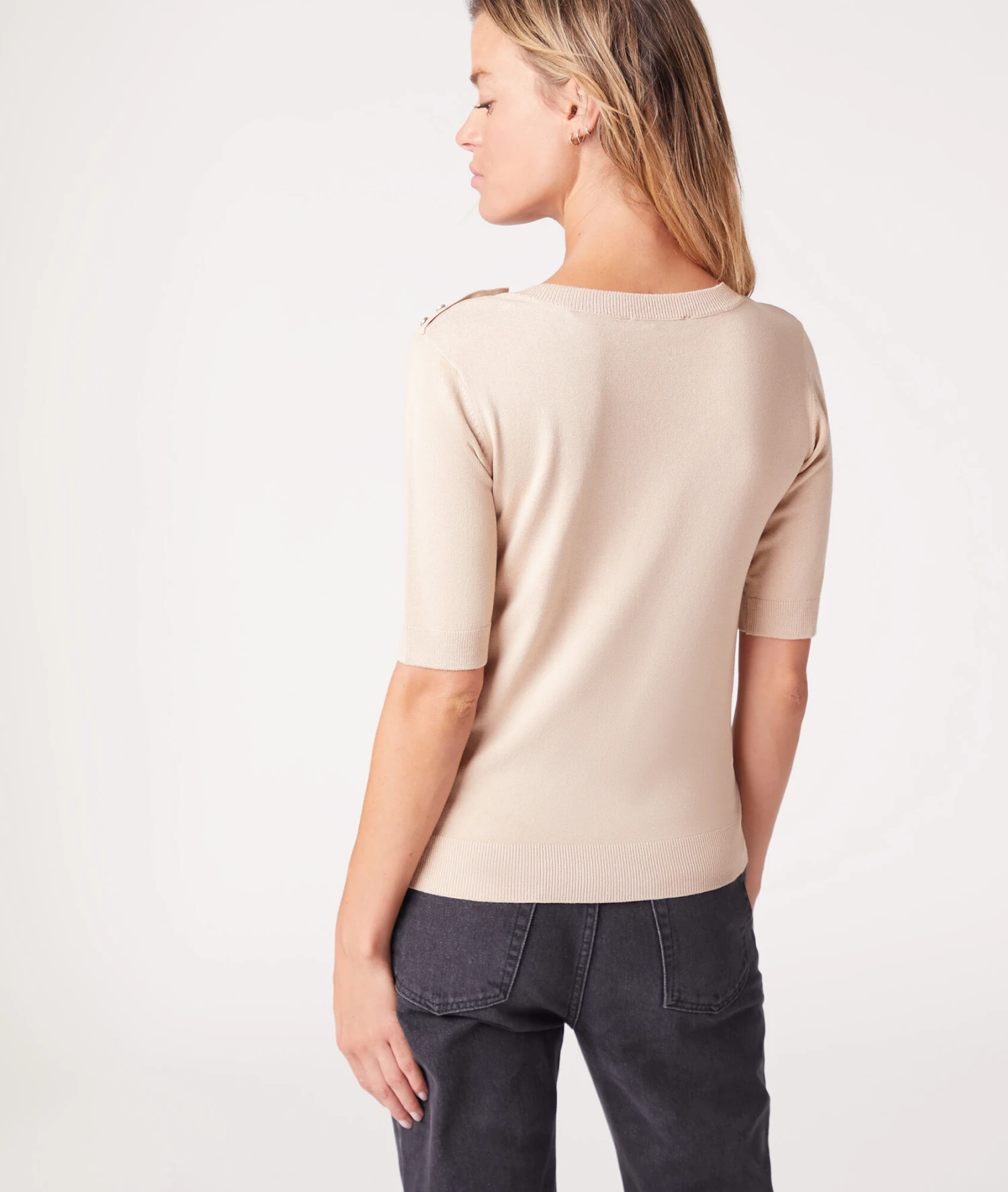 T-shirt Col Rond En Fines Mailles 2 T-shirt Col Rond En Fines Mailles – Image 2