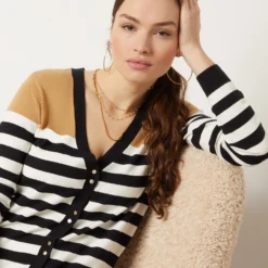 Gilet à Rayures En Maille 8 Gilet à Rayures En Maille -Magasin De Lingerie Etam 653573606 b