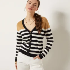 Gilet à Rayures En Maille