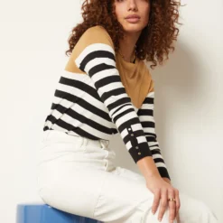 Pull Col Bateau à Rayures