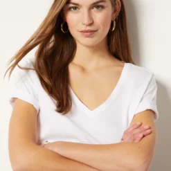 T-shirt Manches Courtes Col V 100% Coton -Magasin De Lingerie Etam 653574901 b