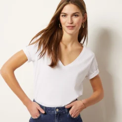 T-shirt Manches Courtes Col V 100% Coton -Magasin De Lingerie Etam 653574901 c