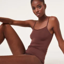 Débardeur à Bretelles Fines Maille Thermique