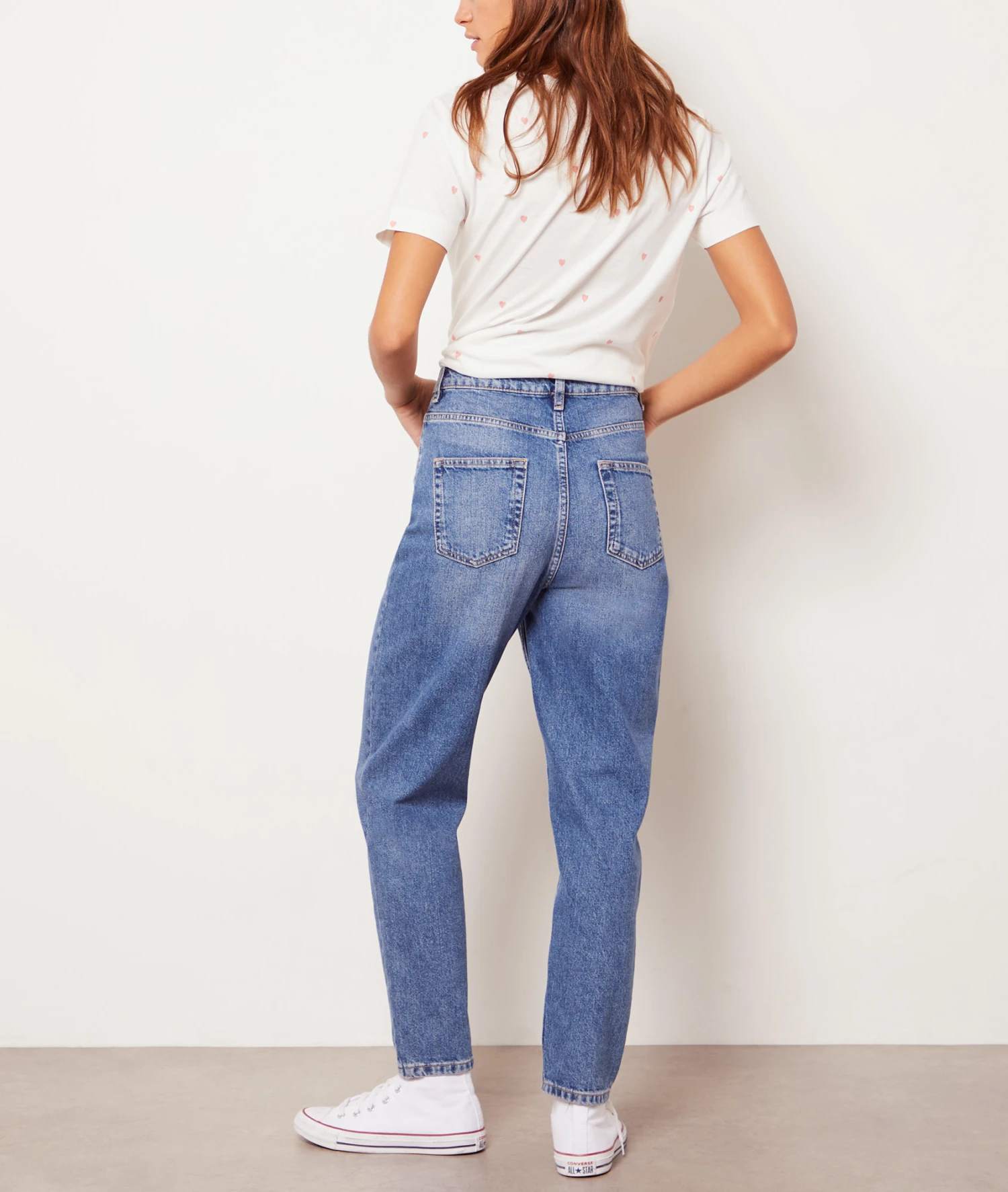 Jean Mom Taille Haute, 100% Coton 2 Jean Mom Taille Haute, 100% Coton – Image 2