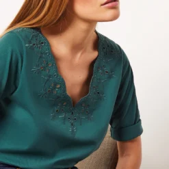 T-shirt Manches 3/4 Détails Broderie -Magasin De Lingerie Etam 653791546 6