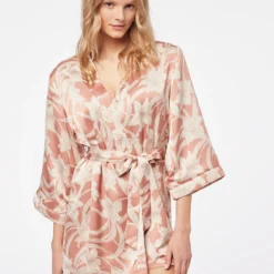 Déshabillé Satiné Imprimé Doublure Polaire