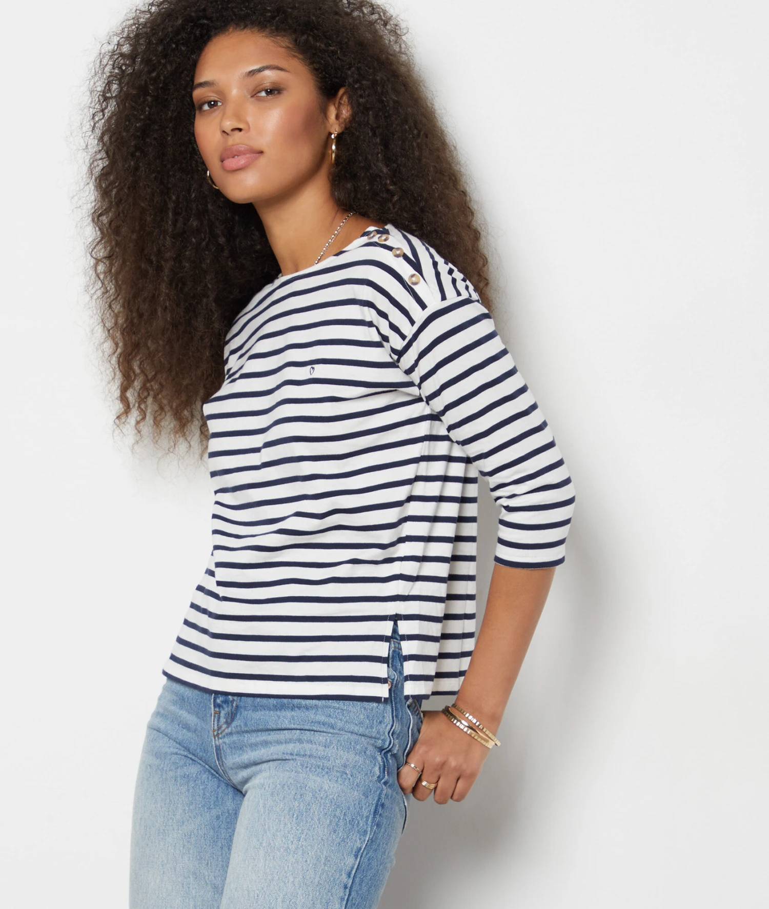 T-shirt Rayé Manches 3/4 1 T-shirt Rayé Manches 3/4