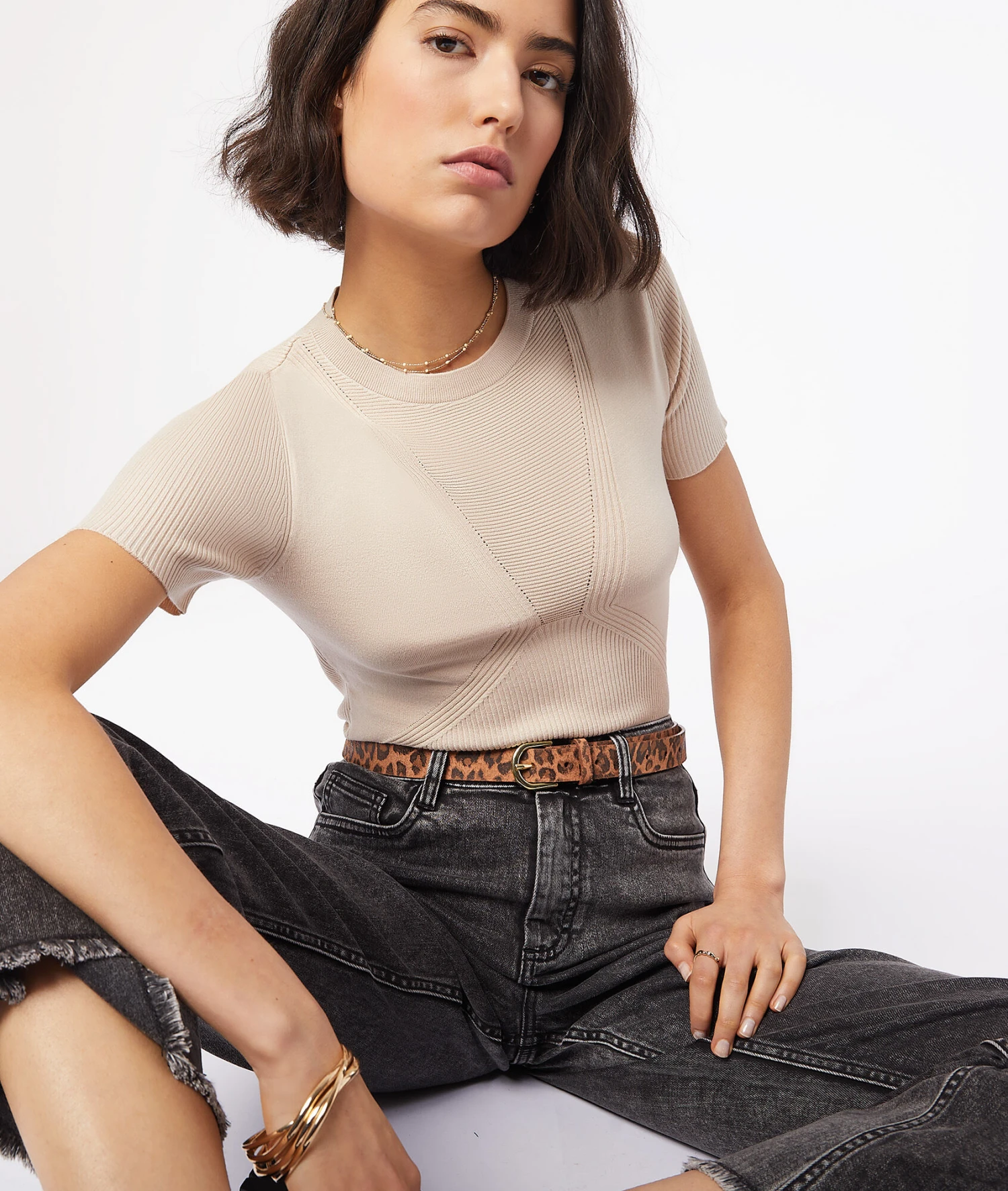 T-shirt Manches Courtes En Fine Maille 1 T-shirt Manches Courtes En Fine Maille