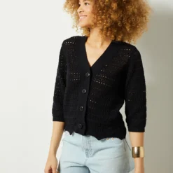 Cardigan En Maille Ajourée