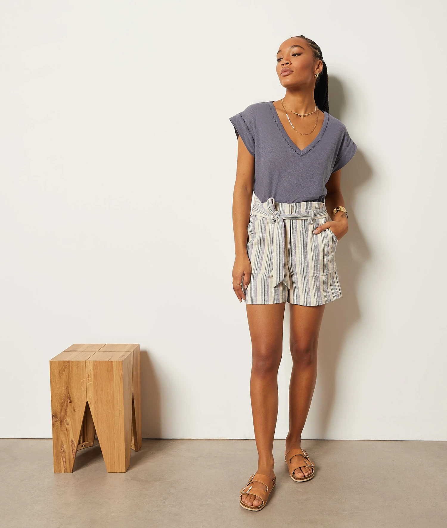 T-shirt En Lin Mélangé 3 T-shirt En Lin Mélangé – Image 3