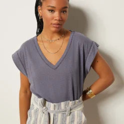 T-shirt En Lin Mélangé 9 T-shirt En Lin Mélangé -Magasin De Lingerie Etam 653981821 c