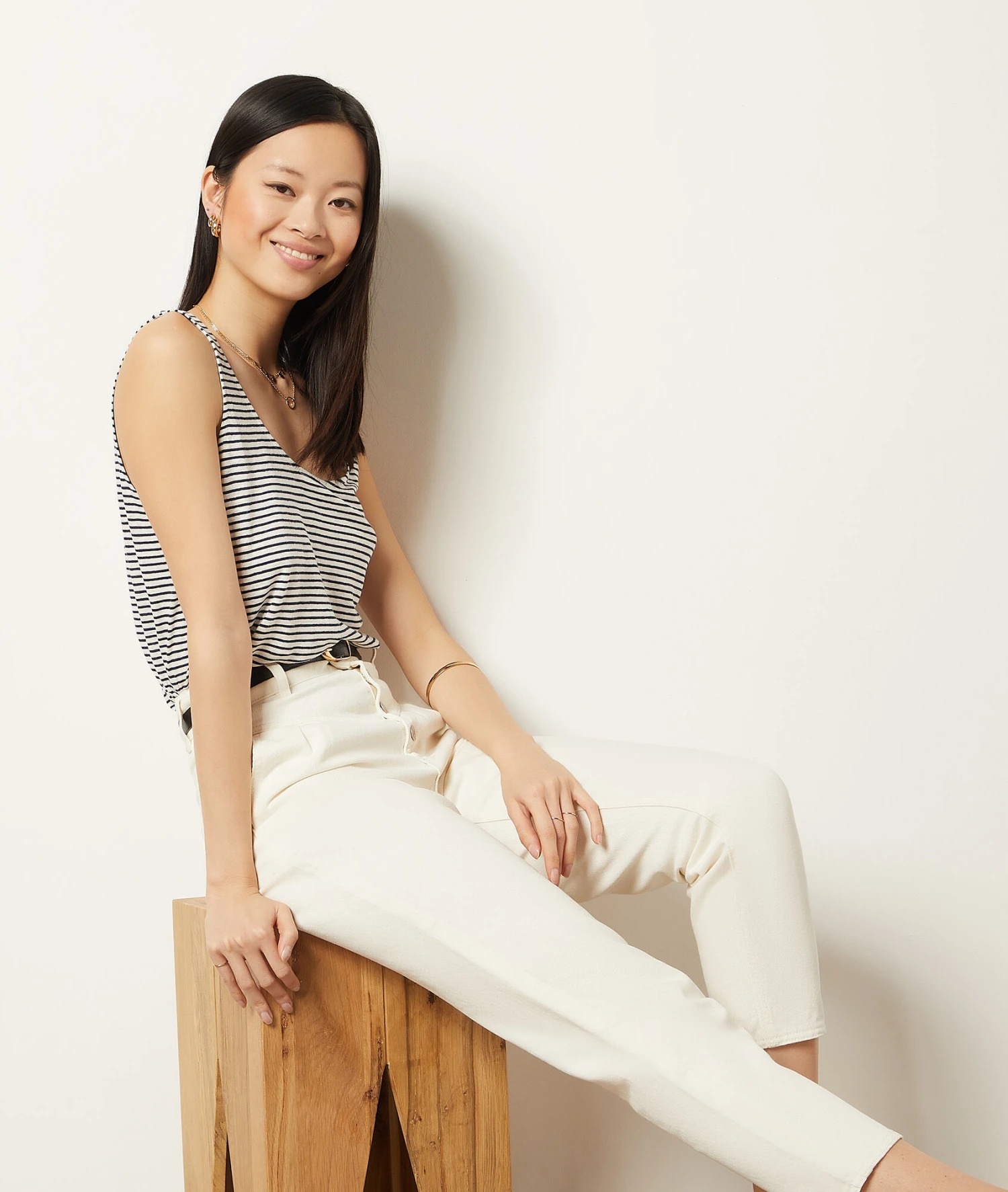 Débardeur à Rayures En Lin Mélangé 3 Débardeur à Rayures En Lin Mélangé – Image 3