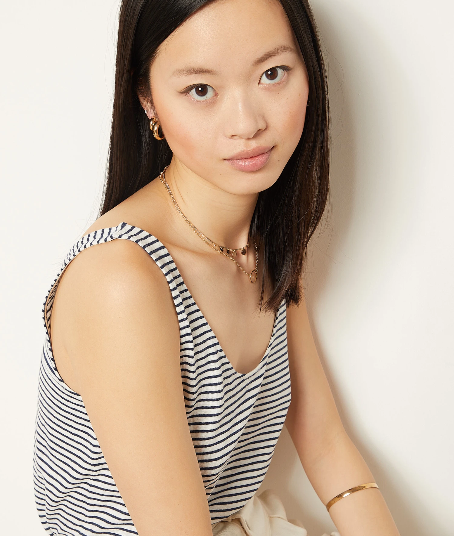 Débardeur à Rayures En Lin Mélangé 4 Débardeur à Rayures En Lin Mélangé – Image 4