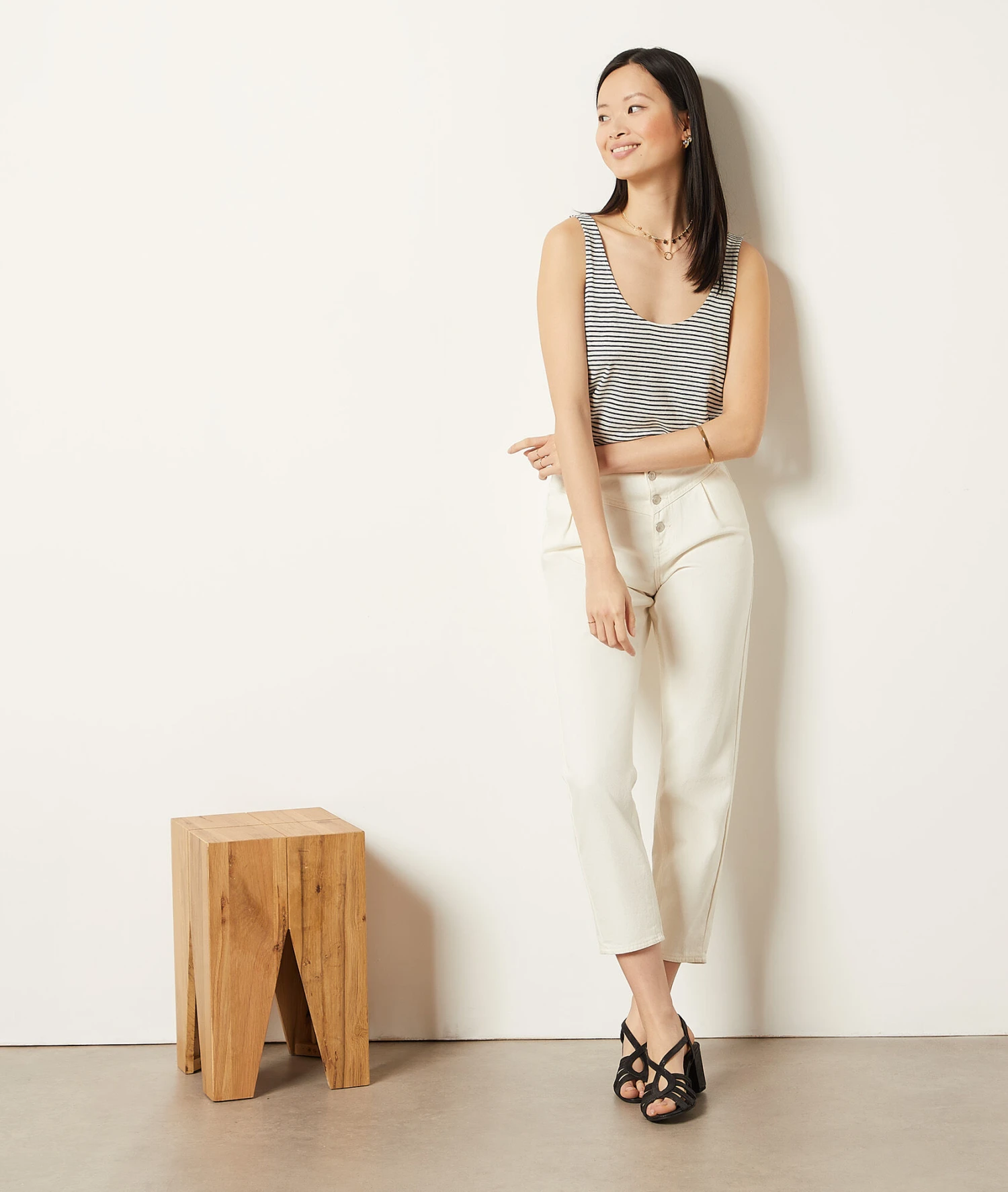 Débardeur à Rayures En Lin Mélangé 5 Débardeur à Rayures En Lin Mélangé – Image 5