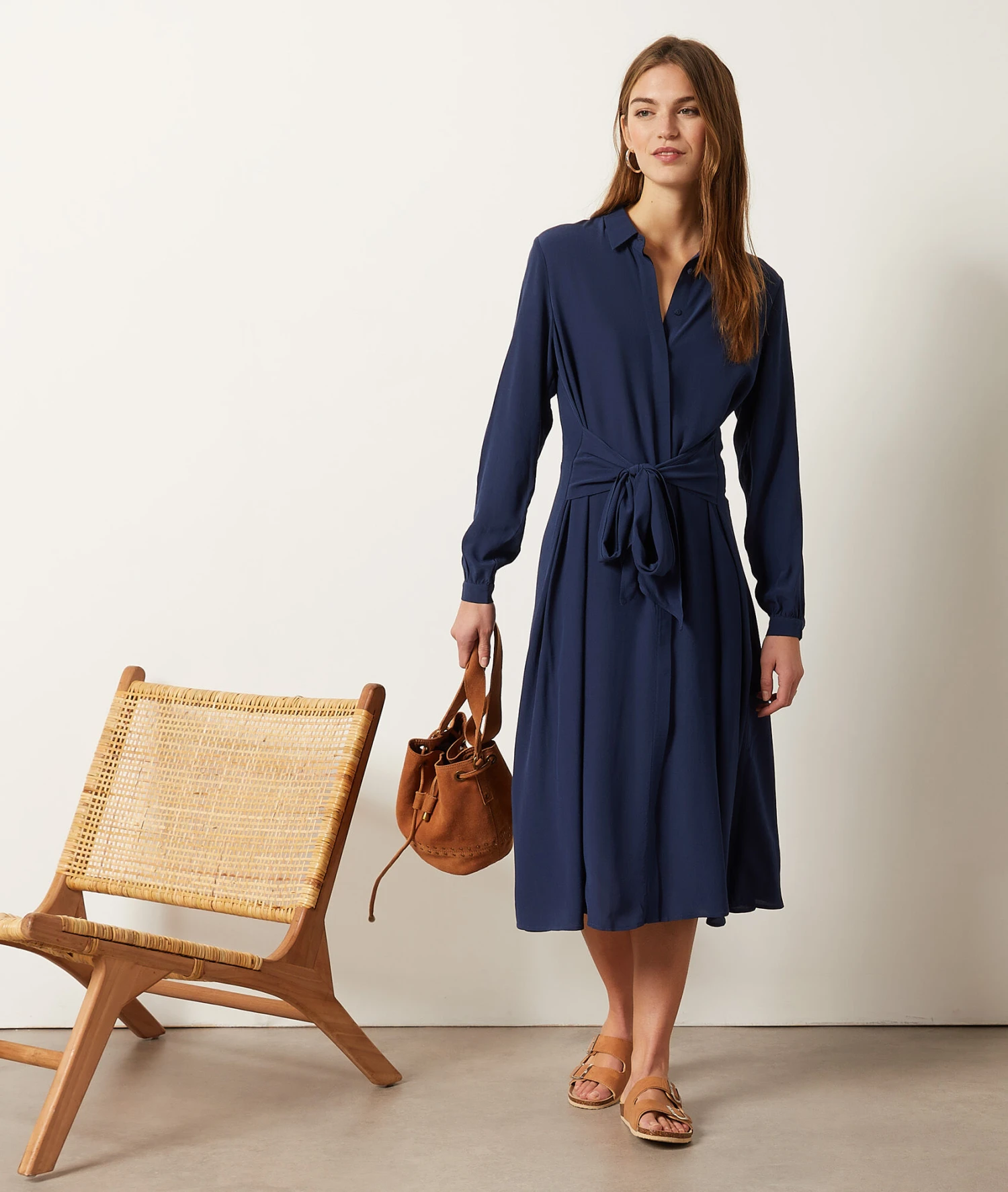 Robe Longue Avec Ceinture à Nouer 3 Robe Longue Avec Ceinture à Nouer – Image 3