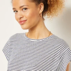 T-shirt à Rayures En Lin Mélangé 8 T-shirt à Rayures En Lin Mélangé -Magasin De Lingerie Etam 653989180 b