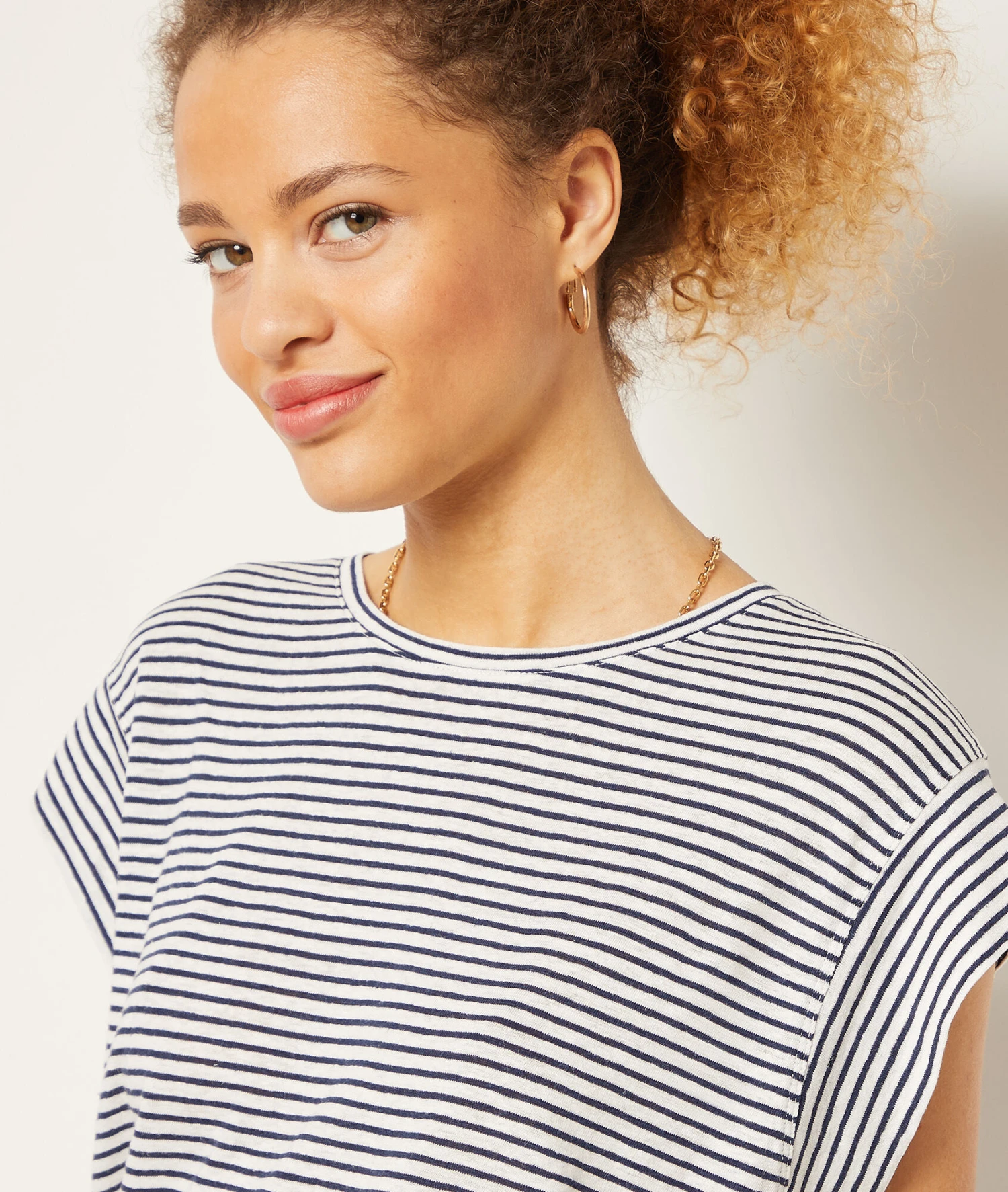 T-shirt à Rayures En Lin Mélangé 4 T-shirt à Rayures En Lin Mélangé – Image 4