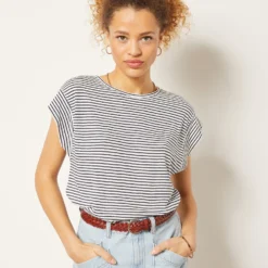T-shirt à Rayures En Lin Mélangé 9 T-shirt à Rayures En Lin Mélangé -Magasin De Lingerie Etam 653989180 c