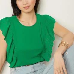 T-shirt Manches Courtes à Volants -Magasin De Lingerie Etam 653992540 c