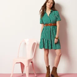 Robe Manches Courtes à Rayures