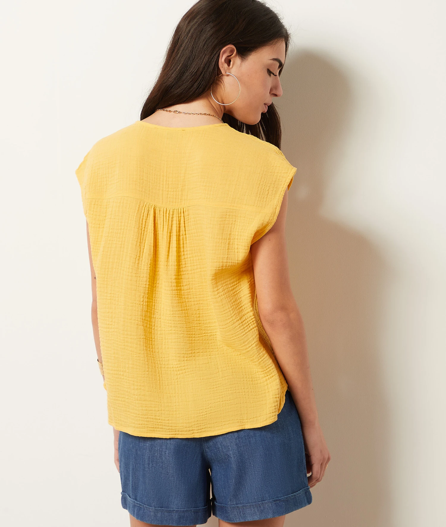 T-shirt Manches Courtes En Coton Mélangé 2 T-shirt Manches Courtes En Coton Mélangé – Image 2