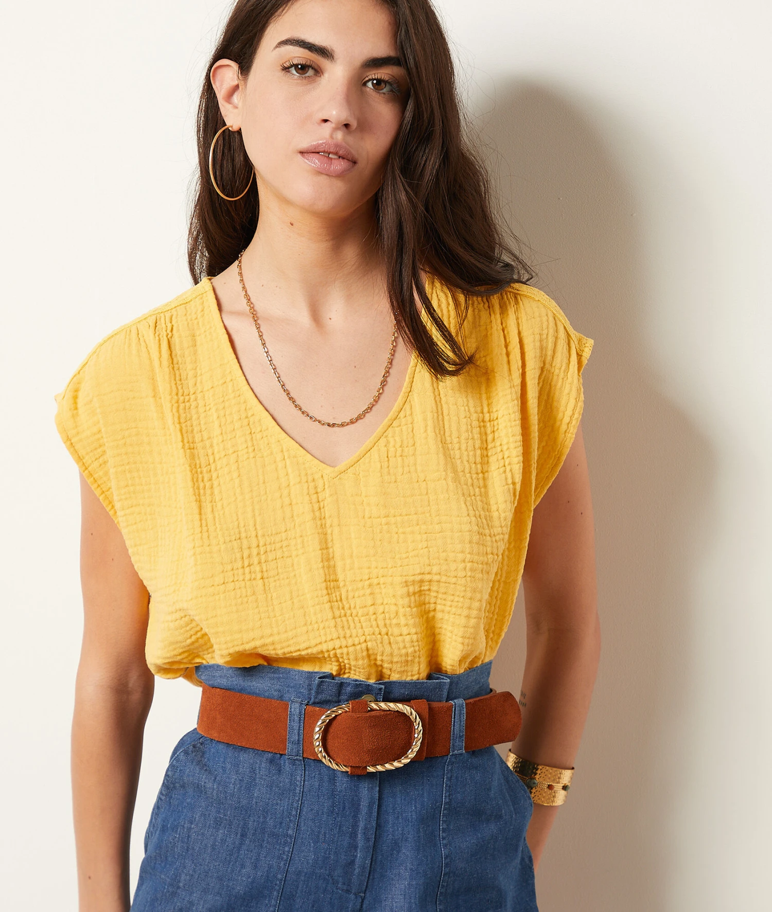 T-shirt Manches Courtes En Coton Mélangé 4 T-shirt Manches Courtes En Coton Mélangé – Image 4