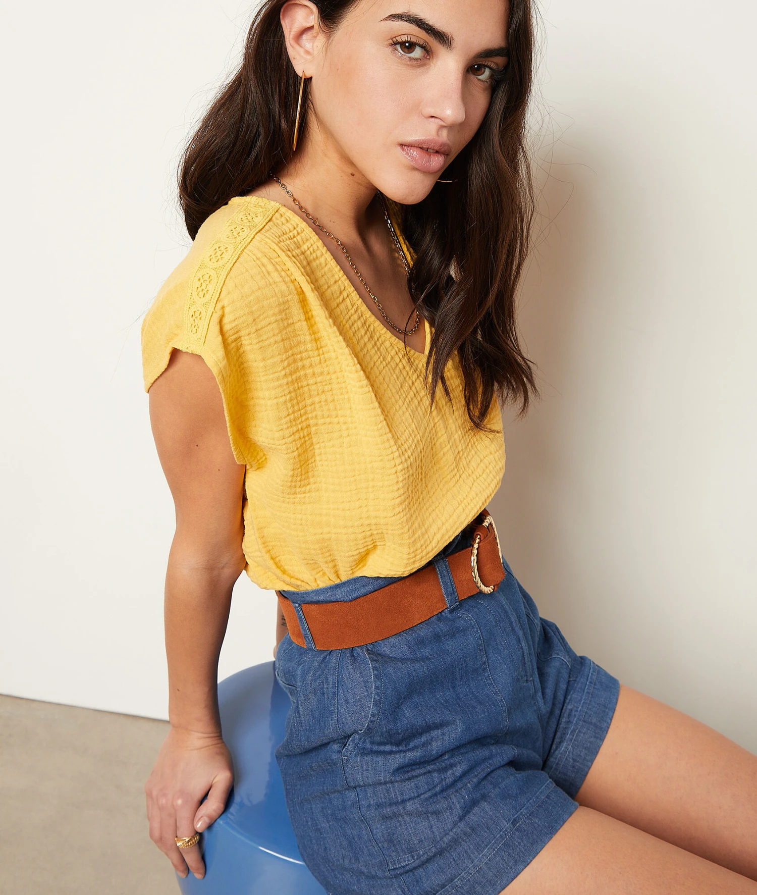 T-shirt Manches Courtes En Coton Mélangé 5 T-shirt Manches Courtes En Coton Mélangé – Image 5