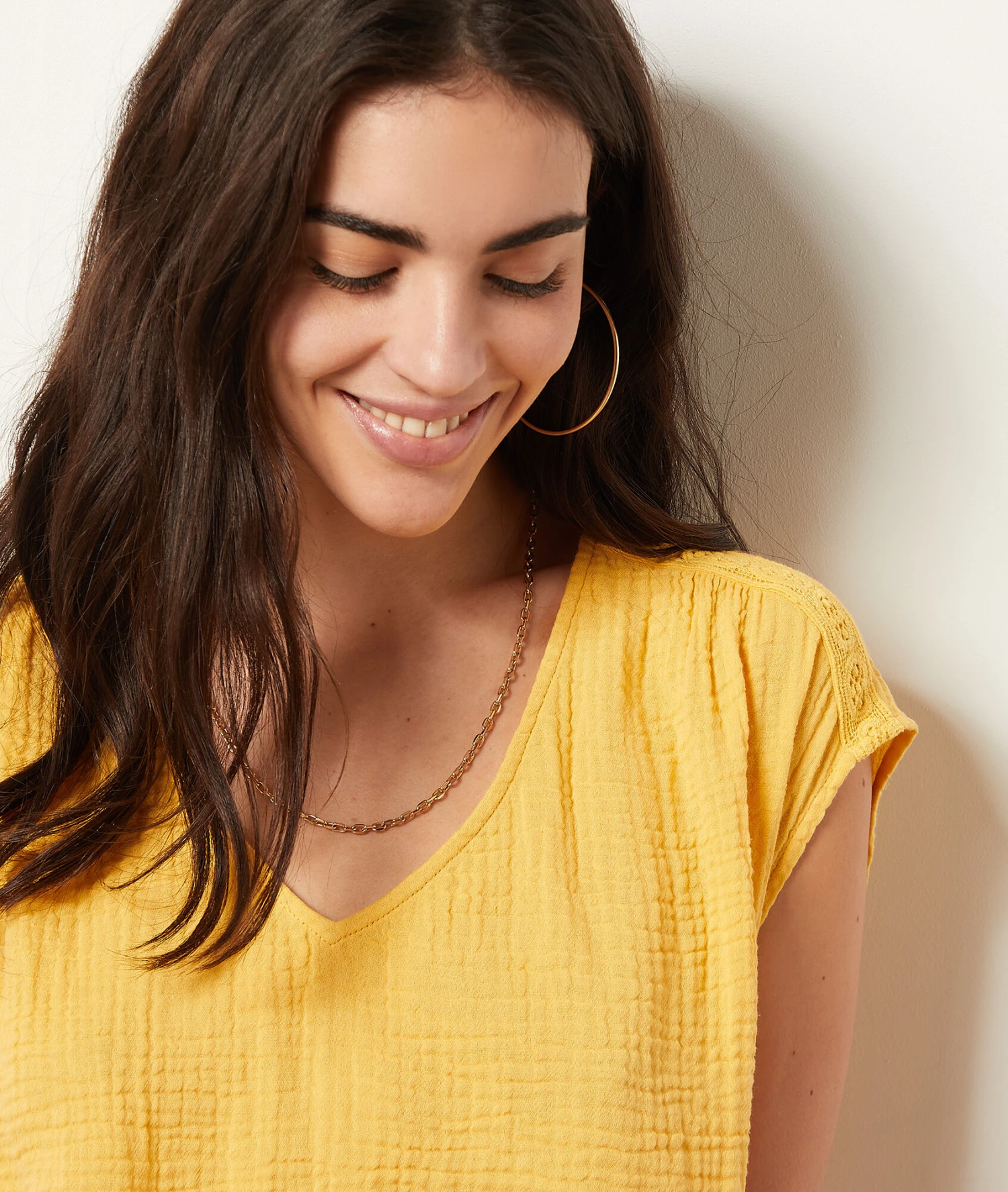 T-shirt Manches Courtes En Coton Mélangé 1 T-shirt Manches Courtes En Coton Mélangé