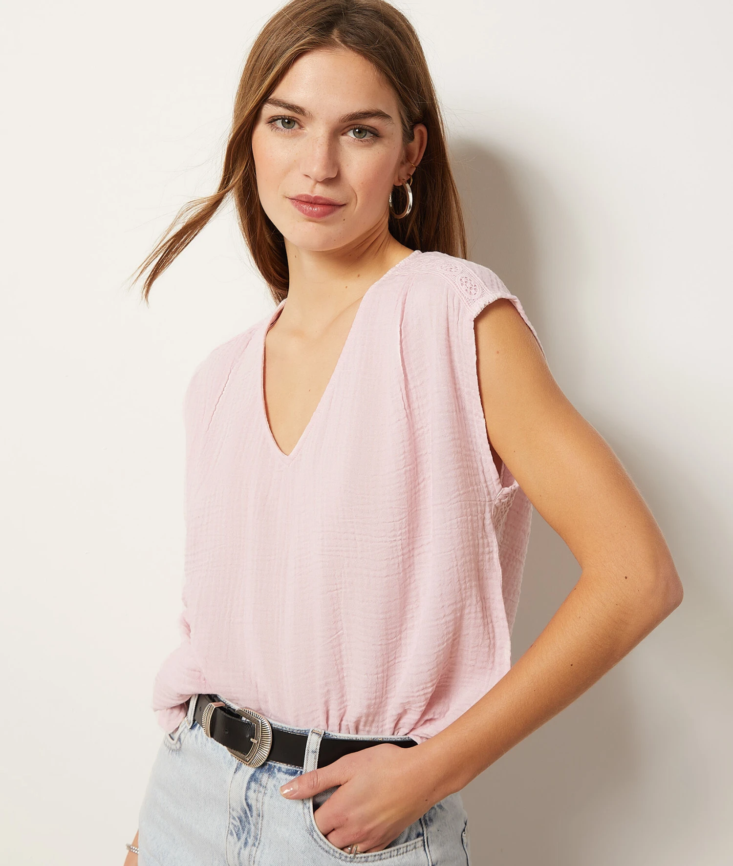 T-shirt Manches Courtes En Coton Mélangé 5 T-shirt Manches Courtes En Coton Mélangé – Image 5