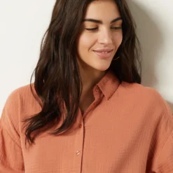 Chemisier En Coton Mélangé 7 Chemisier En Coton Mélangé -Magasin De Lingerie Etam 653997191 b