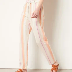 Pantalon Coupe Carotte En Lin Mélangé