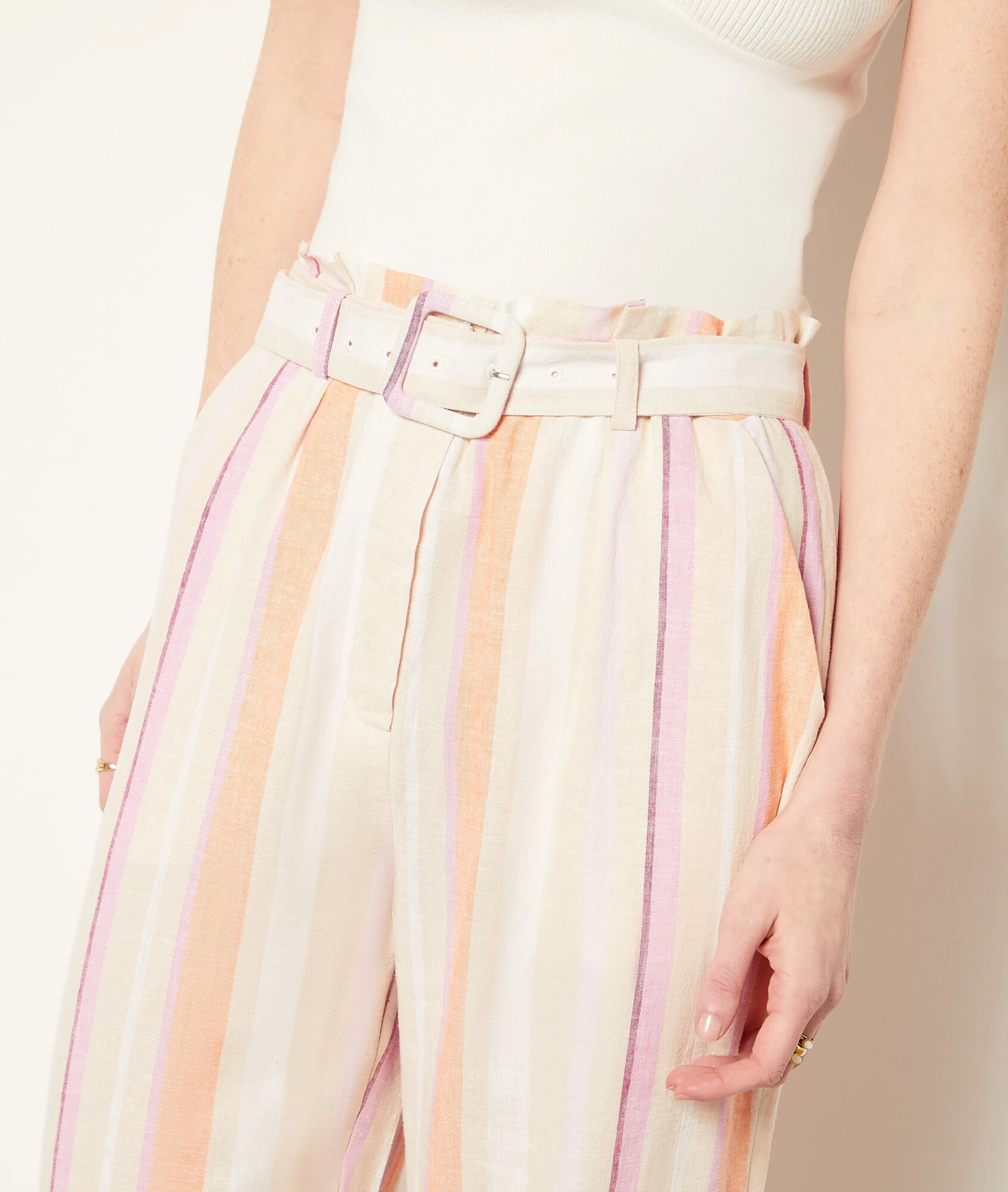 Pantalon Coupe Carotte En Lin Mélangé 4 Pantalon Coupe Carotte En Lin Mélangé – Image 4