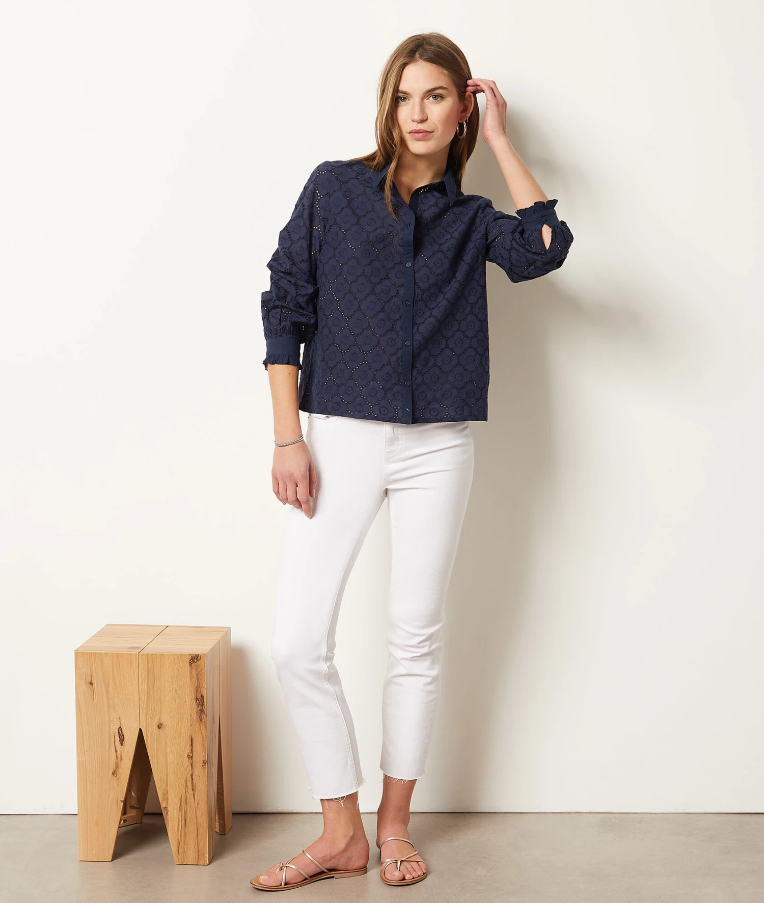 Chemisier En Broderie 100% Coton 3 Chemisier En Broderie 100% Coton – Image 3