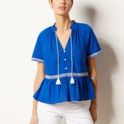 Blouse à Broderies 100% Coton 8 Blouse à Broderies 100% Coton -Magasin De Lingerie Etam 654009723 b