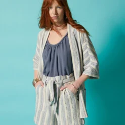 Short à Rayures En Coton Mélangé