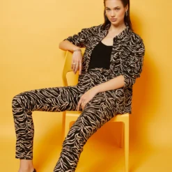 Pantalon Coupe Slim Imprimé Zèbre