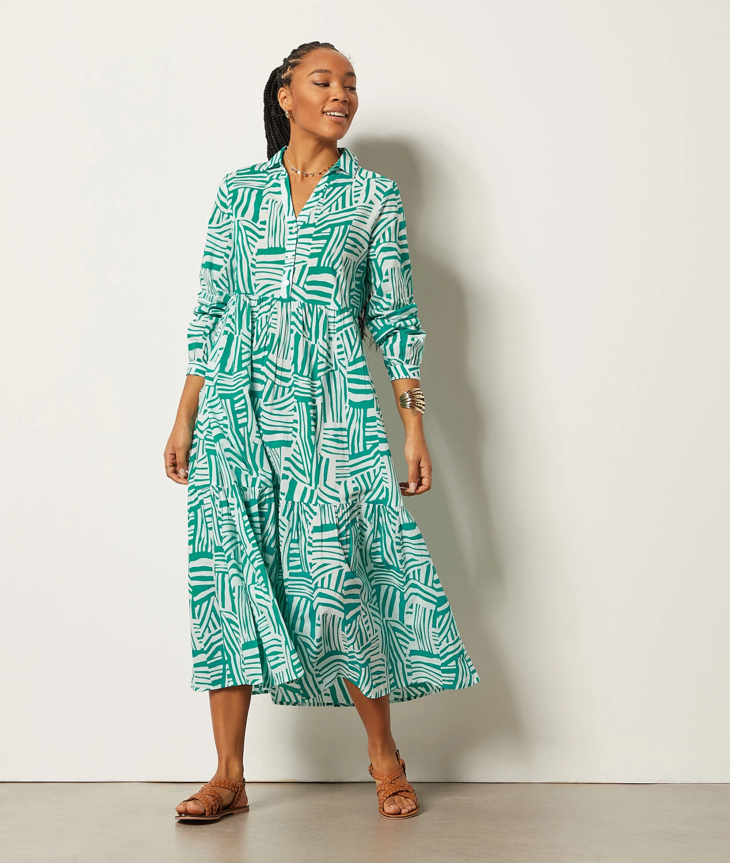 Robe Longue Imprimée 100% Coton 1 Robe Longue Imprimée 100% Coton