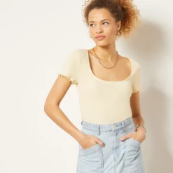 T-shirt Manches Courtes En Coton Mélangé