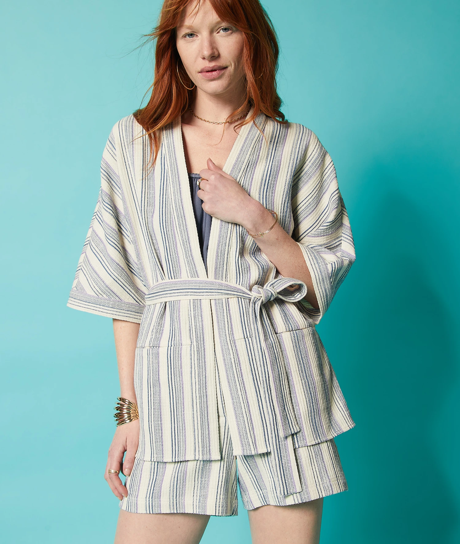 Veste Kimono à Rayures 1 Veste Kimono à Rayures