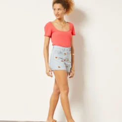 Short En Jean Détails Broderies, 100% Coton 7 Short En Jean Détails Broderies, 100% Coton -Magasin De Lingerie Etam 654032221 6