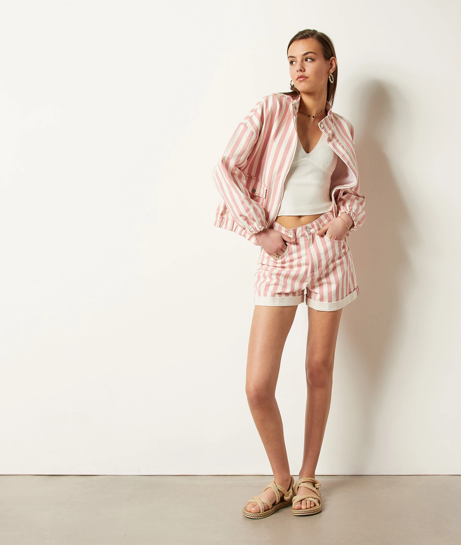 Veste En Jean à Rayures 100% Coton 3 Veste En Jean à Rayures 100% Coton – Image 3