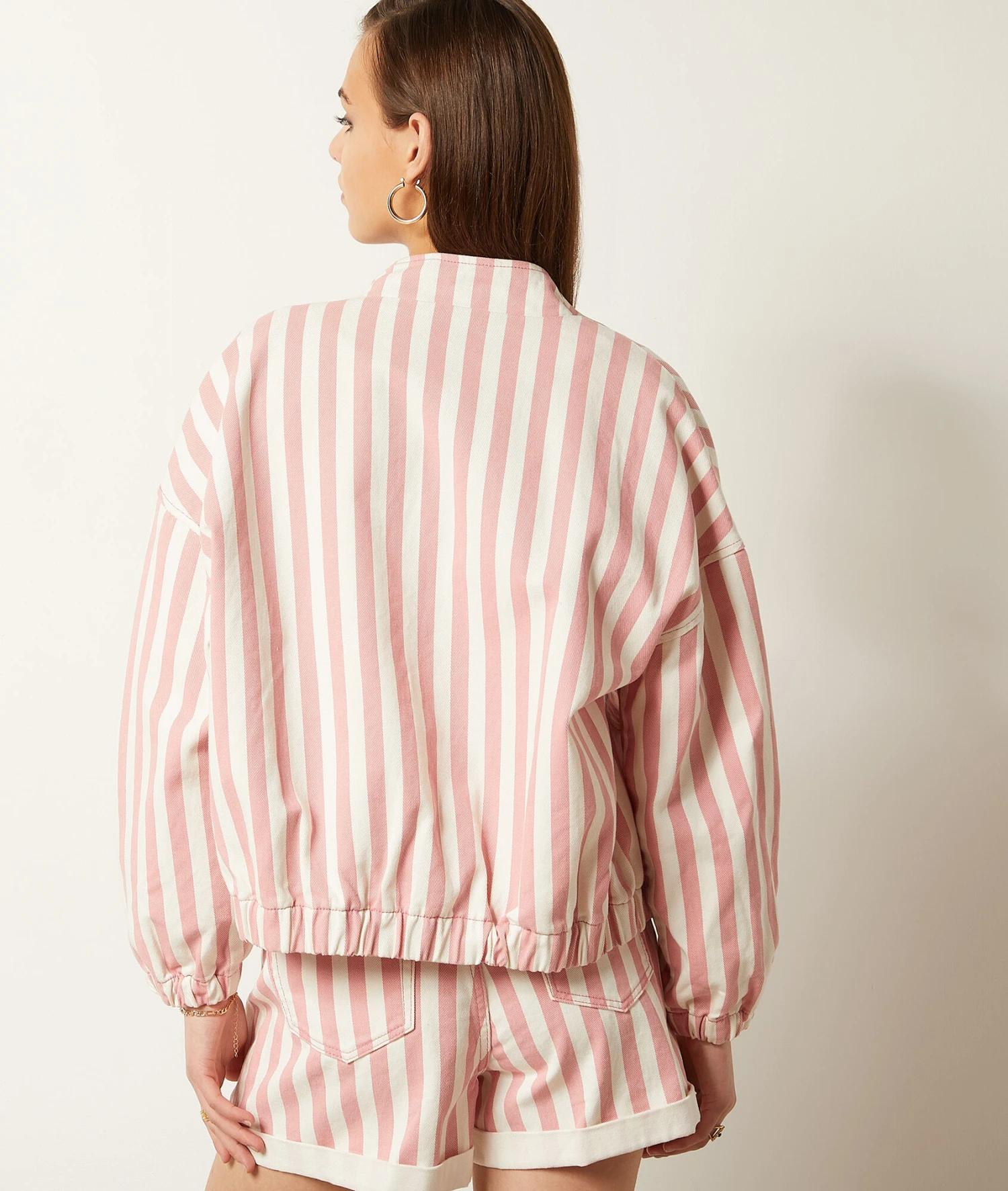 Veste En Jean à Rayures 100% Coton 2 Veste En Jean à Rayures 100% Coton – Image 2