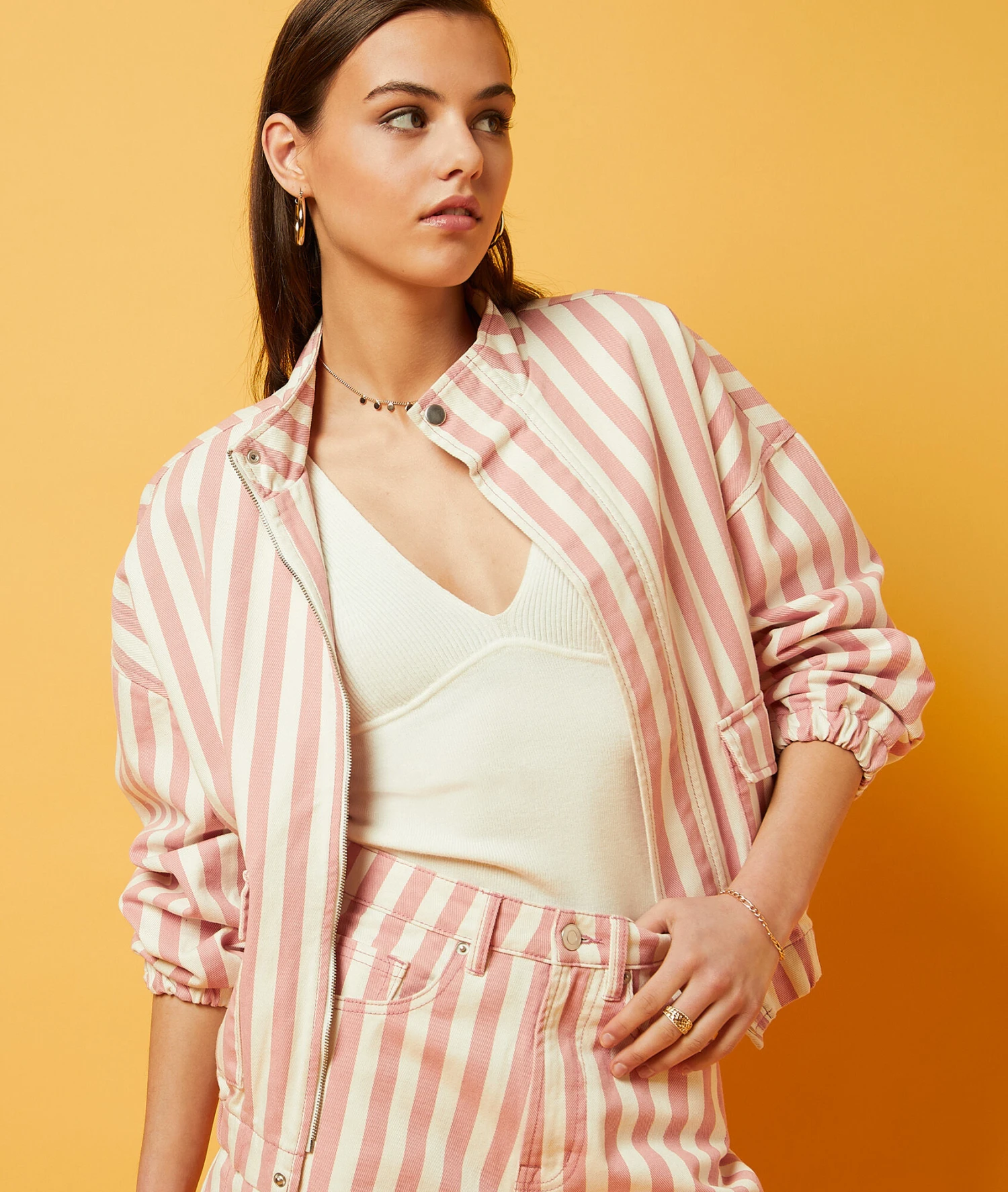 Veste En Jean à Rayures 100% Coton 1 Veste En Jean à Rayures 100% Coton