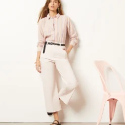 Jean Coupe Large En Coton Mélangé