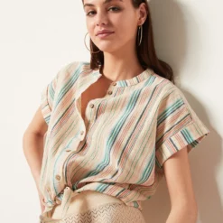 Chemise Manches Courtes à Rayures -Magasin De Lingerie Etam 654041290 c