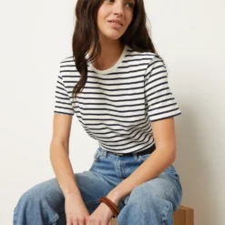 T-shirt à Rayures Manches Courtes