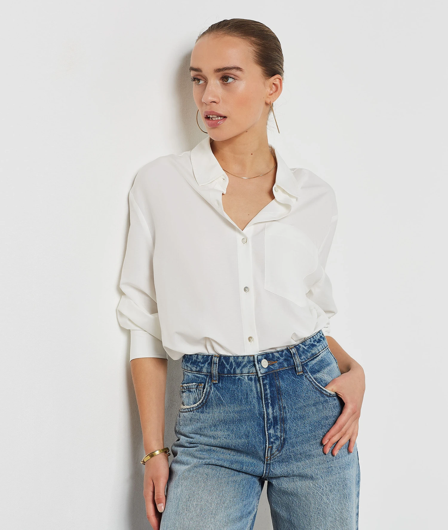 Chemiser En Coton Mélangé 4 Chemiser En Coton Mélangé – Image 4